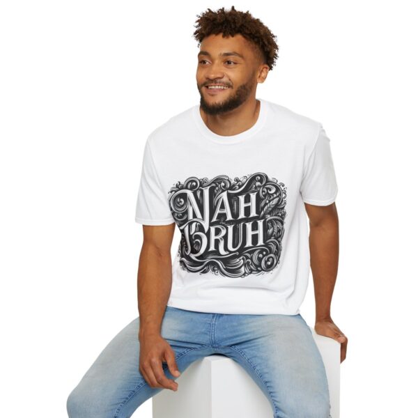 "Nah Bruh" White T-Shirt (Unisex) - Printed front & back - Image 12